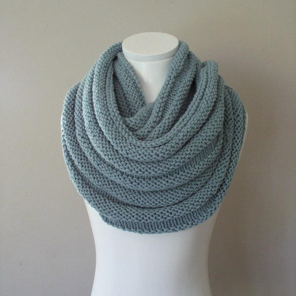 Blue Knit scarf, Chunky Double Infinity Scarf in Duck-Egg Blue, Snood, Circle scarf, loop scarf, knit scarf, hand knit by VeraJayne