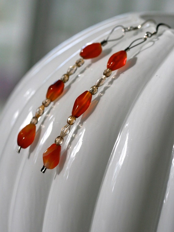 CLOVER 2 MOTIF CARNELIAN EARRINGS