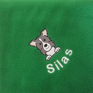 BORDER COLLIE Personalised Embroidered Dog Blanket, Soft Fleece Pet Blanket, Puppy Gift, Border Collie Personalized Gift, 30 Fleece Colours