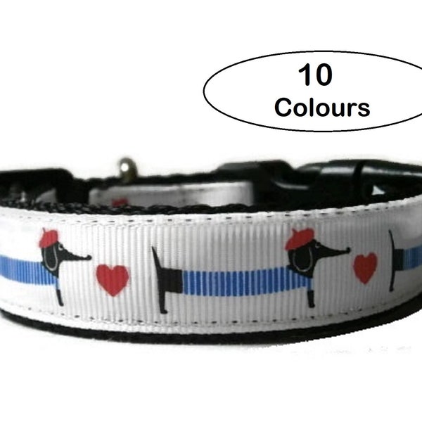 Dog Collar, Dachshund Dog Collar, Sausage Dog Collar, Wiener Collar, Teckel Collar, Puppy Collar, Dog Gift, Christmas Gift, 10 Colours