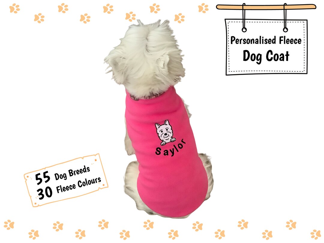 Fleece Dog Coat Custom Made Puppy Jacket Personalised Dog Etsy