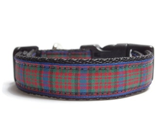 Macdonald Tartan Plaid Dog Collar, Black Dog Collar, Macdonald Dog