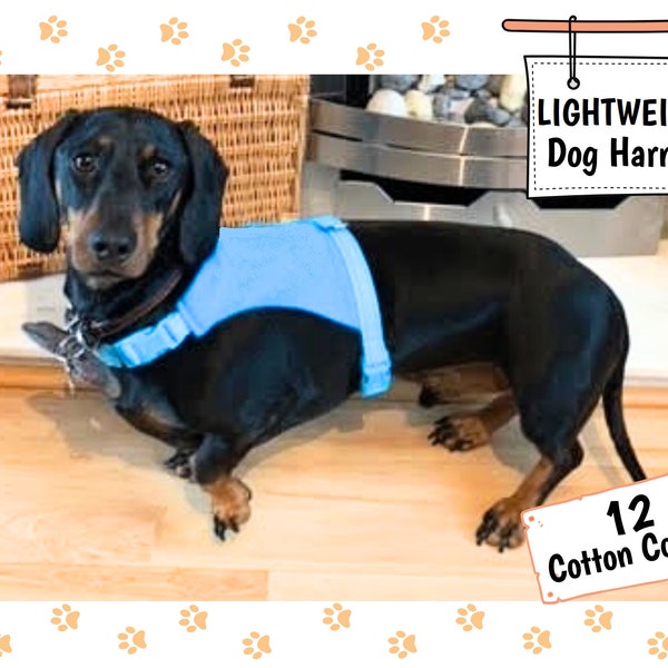Cotton Dog Harness, Lightweight Dog Vest, Made To Measure Adjustable No Rub Harness, Puppy Harness, Jack Russell, Westie, Pomeranian Pug Dax