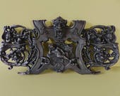 Antique French Solid Cast Iron Pediment 1800s - French Antique Fronton, Decorative Pediment, Architectural Salvage