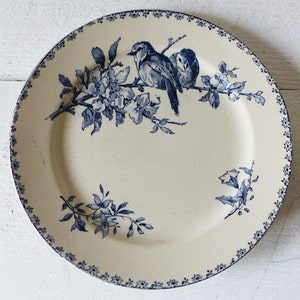 Dinner plates Faience Blue Transferware made by Sarreguemines France , pattern Favori image 5
