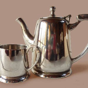 Vintage Silvered Brass Set   :  Coffee Pot  and Sugar Pot