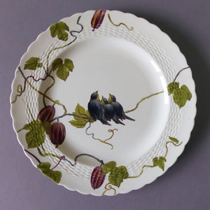 Minton Essex Birds China  Exceptional Plate -  1883s&#39; -  Decor of Birds