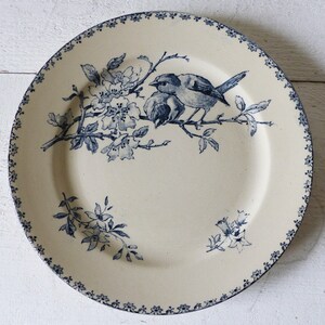 Dinner plates Faience Blue Transferware made by Sarreguemines France , pattern Favori image 3