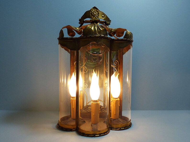 Electric Wall Sconce Antique Brass And Glass New Rewired