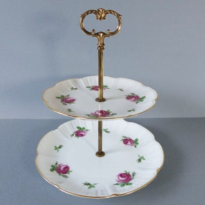 Tier Glass Cake Stand, Vintage Cake Stand, Dessert Stand stamped AK