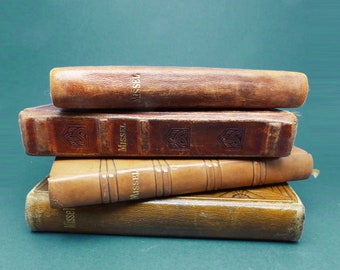 Ensemble de 4 livres religieux anciens en cuir, Frankreich, début des années 1900