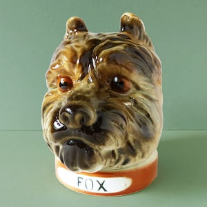 Antique St Clement Dog Tobacco Jar - Barbotine 1920s