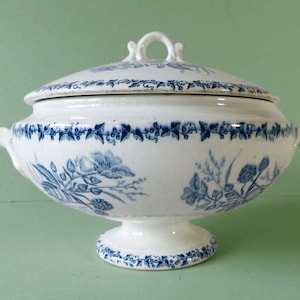 French Antique Bowl from Badonviller- Pattern Mûres - France 1880 Earthenware Ironstone