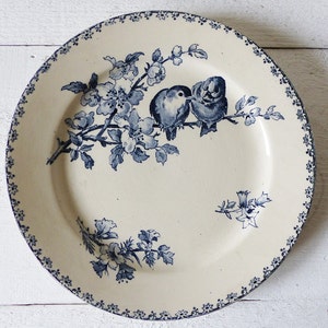 Dinner plates Faience Blue Transferware made by Sarreguemines France , pattern Favori image 2