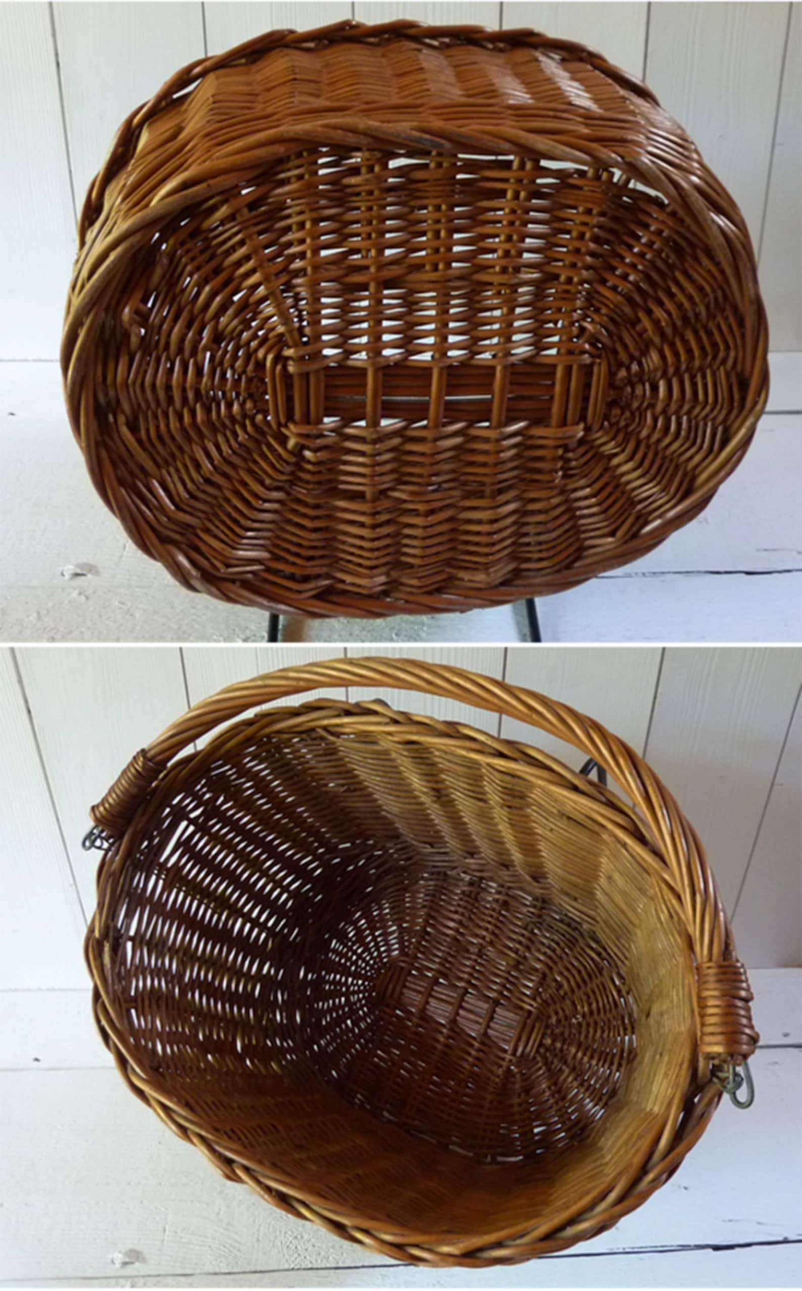 Vintage French Wicker Bicycle Basket Etsy