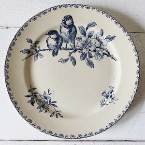 Dinner plates Faience Blue Transferware made by Sarreguemines France , pattern Favori image 4