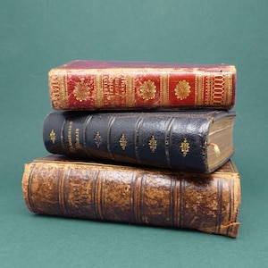 Ensemble de 3 livres religieux anciens en cuir, France, années 1800