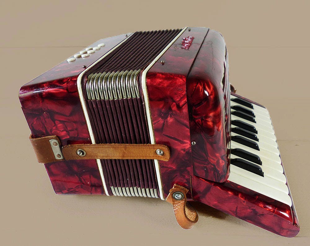 Vintage Traviata Kids Red Pearl Piano Accordion Etsy UK