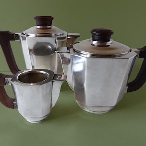 Antique Luc Lanel - Christofle - French Art Deco Silver Tea and Coffee  Set created for the Nomandie Boat in 1933