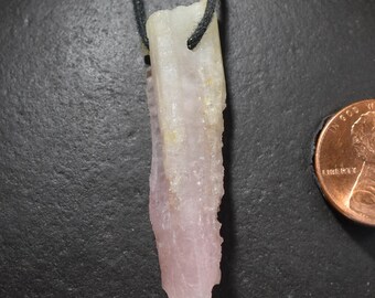 Pink and light green Watermelon Tourmaline Natural crystal Pendant, Bicolor tourmaline pendant Watermelon tourmaline bead crystal necklace