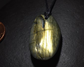 Spectrolite Labradorite Polished  Natural Pendant with cord