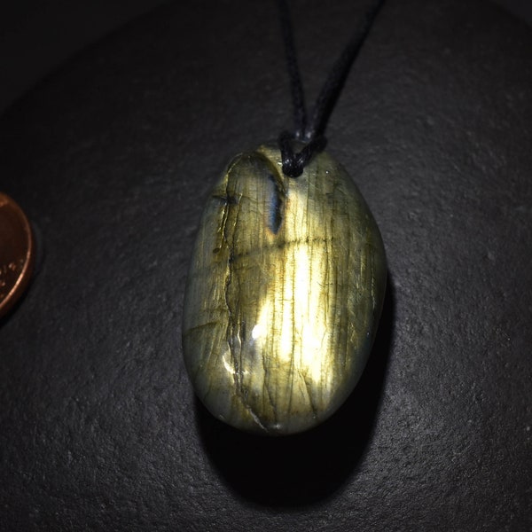 Spectrolite Labradorite Polished  Natural Pendant with cord