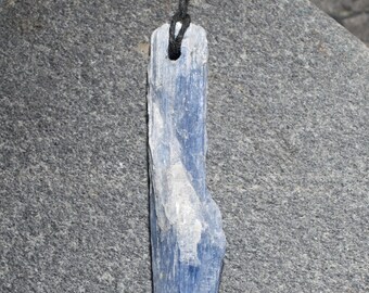 Raw Blue Kyanite Combo Necklace, Kyanite Pendant, Raw Kyanite Necklace with adjustable cord