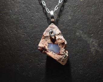 Cherry opal Mexican opal crystal Pendant Necklace Bead opal sterling silver setting