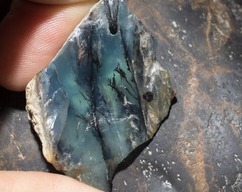 Peruvian Blue Opal rough Pendant • Beautiful Sky Blue Rough Opal pendant,Andean Blue Opal Necklace,Meditation Stone,Healing Stone