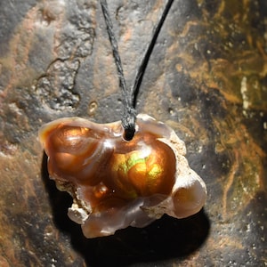 Fire agate Pendant bead  Aguascaliente Mexico