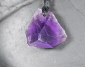 Amethyst Gem Quality rough Crystal Necklace Pendant with Cord
