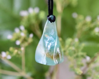 Peruvian Blue Opal rough Pendant • Beautiful Sky Blue Rough Opal pendant,Andean Blue Opal Necklace,Meditation Stone,Healing Stone