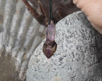 Amethyst Shangaan Zepter Quarz Anhänger - Edelstein Qualität Rohkristall Halskette (Simbabwe)