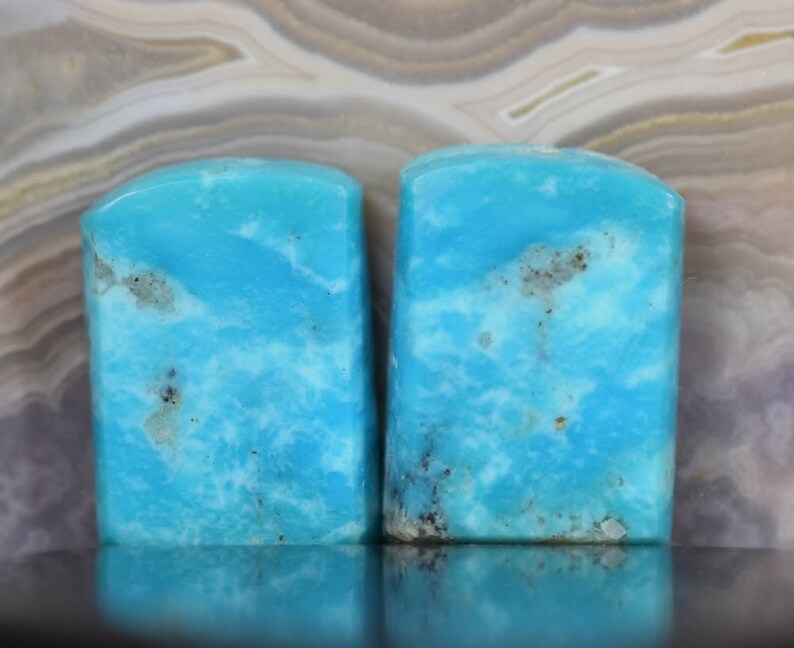 Turquoise Matching Cabochon pair Number Kingman Arizona Mine Matching Cabochons