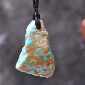 Turquoise PENDANT Nugget Kingman Mine bead Necklace with cotton adjustable cord