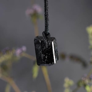 Black Natural Tourmaline Crystal raw  Pendant  Natural crystal Tourmaline Double terminated crystal Necklace BT