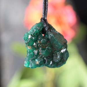 Dioptase Crystal pendant Necklace Druzy Dioptase crystal Pendant