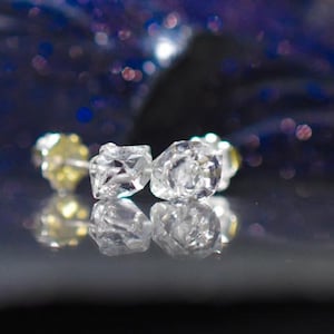 Herkimer diamond post Earrings with Herkimer diamond quartz crystal, 5 -7  mm Herkimer stud earrings Lightweight Sterling