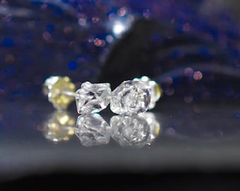 Herkimer diamond post Earrings with Herkimer diamond quartz crystal, 5 -7  mm Herkimer stud earrings Lightweight Sterling