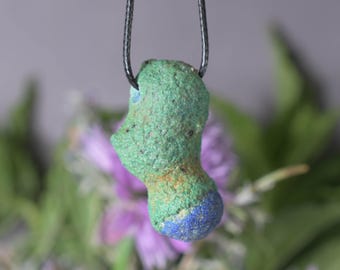 AZURITE Malachite Pendant with cord  azurite  stone pendant Azurite Malachite Necklace Utah