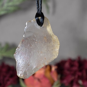 Lybian Desert Glass Pendant , Tektite  necklace Desert Glass  Bead Necklace Bead pendant with adjustable cord