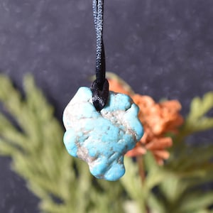 Turquoise PENDANT Nugget bead Necklace with cotton adjustable cord