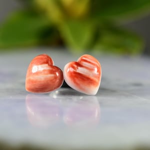 Spiny oyster Heart earrings, Spiny oyster Heart cabochon earrings ,Spiny oyster sterling post earrings