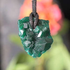 Dioptase Crystal pendant Necklace Druzy Dioptase crystal Pendant