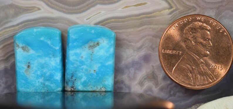 Turquoise Matching Cabochon pair Number Kingman Arizona Mine Matching Cabochons