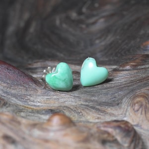 Variscite Heart stud earring heart Variscite heart  earrings