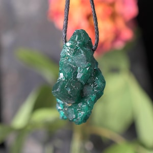 Dioptase Crystal pendant Necklace Druzy Dioptase crystal Pendant