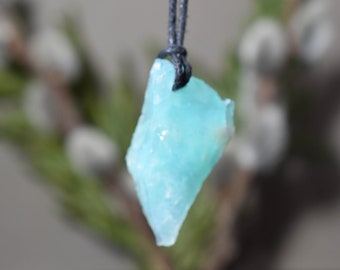 Opal rough Pendant •Peruvian Beautiful Sky Blue Rough Opal pendant,Andean Blue Opal Necklace,Meditation Stone,