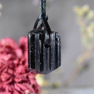 Black Natural Tourmaline Crystal raw  Pendant  Natural crystal Tourmaline Double terminated crystal Necklace