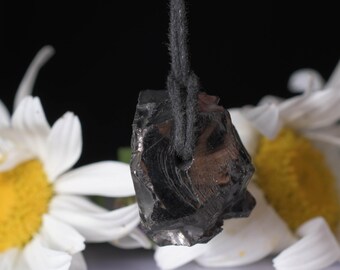 Collar de shungita noble de élite, colgante de shungita, colgante de piedra natural de shungita, colgante curativo de cristal de shungita, shungita